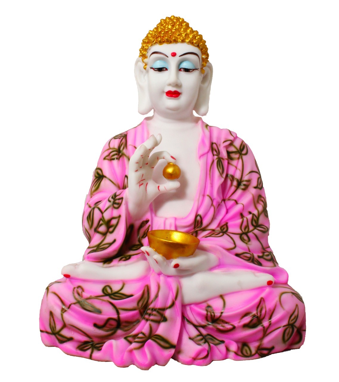 Multi Color Buddha Polyresin Statue With Bowl