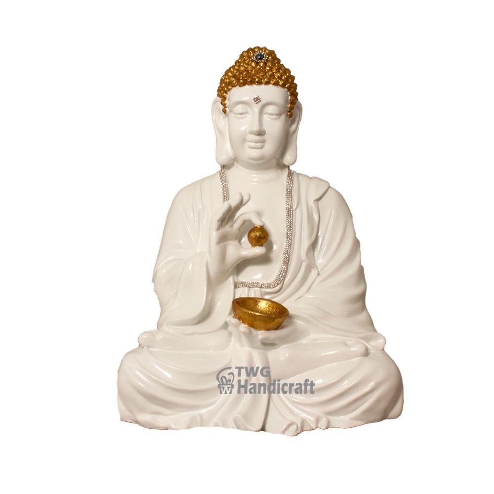 Multi Color Buddha Polyresin Statue With Bowl
