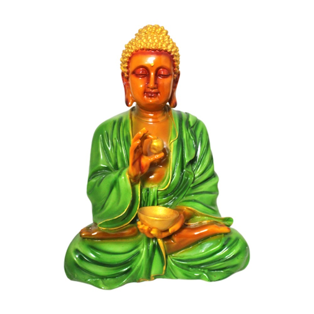 Multi Color Buddha Polyresin Statue With Bowl