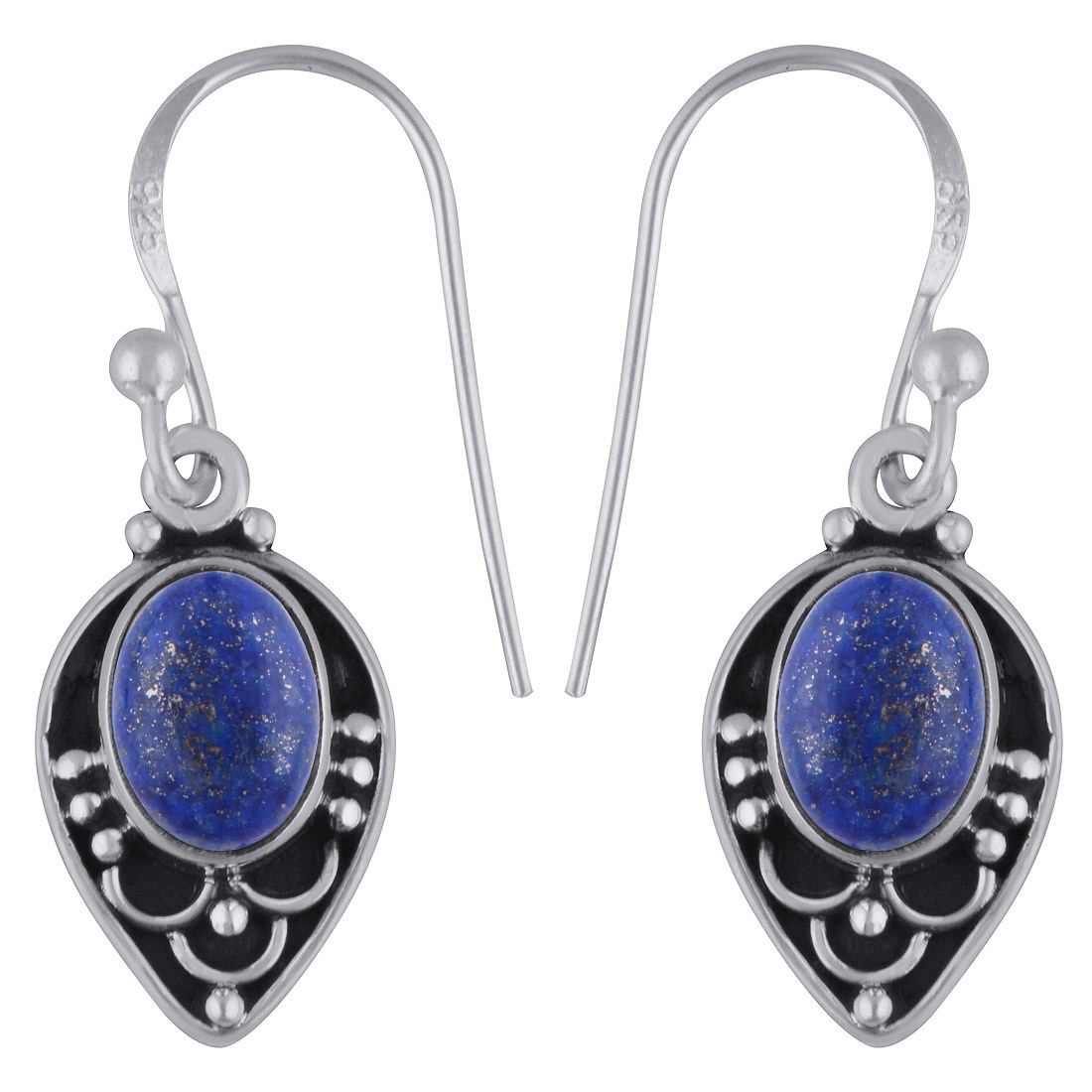 Malachite Natural Gemstone 925 Sterling Solid Silver Oval Cabochon Handmade Earrings Gender: Women