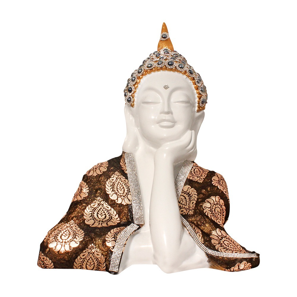 Marble Look Lord Buddha Polyresin Statue Size: Multi Size