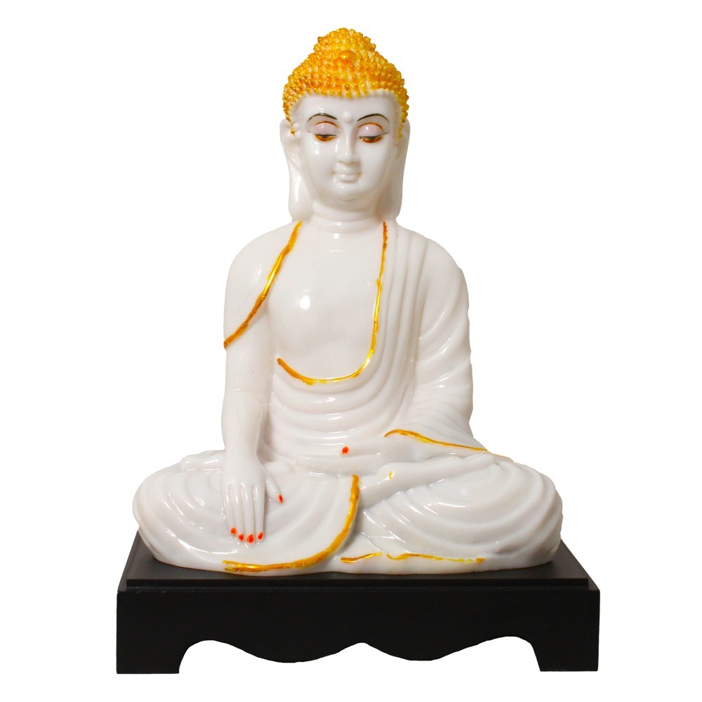 Marble Look Lord Buddha Polyresin Statue Size: Multi Size