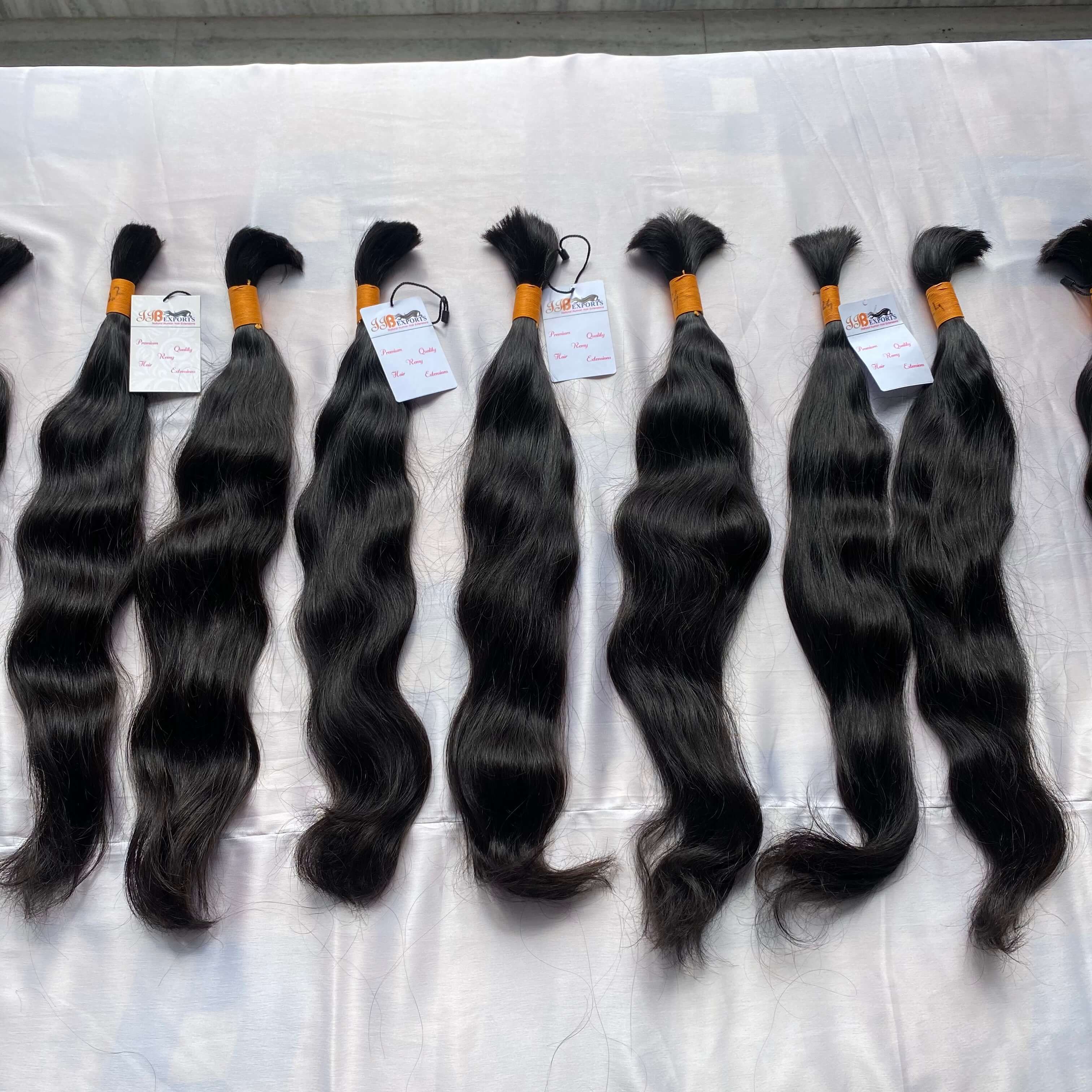 Natural Black Raw Unprocessed Virgin Cuticle Aligned Indian Bulk Human Hair