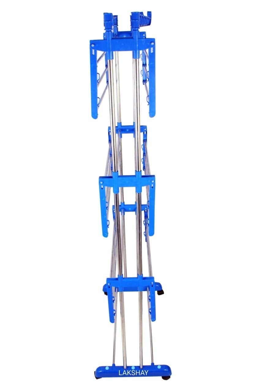 Double Pipes Cloth Rack Supports Drying Stand With Wheels