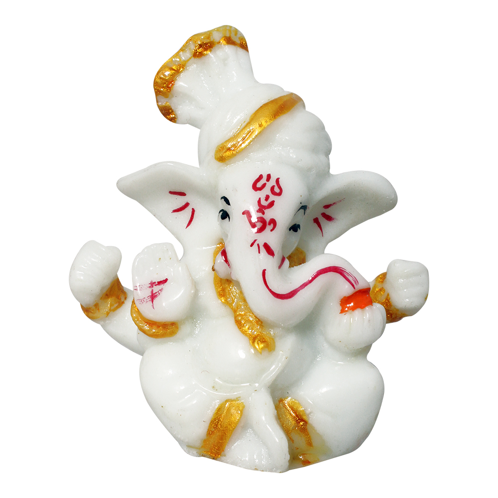 Pagri Ganesh Statue - 10.5x8 Inches, Polyresin With Intricate Decorative Jewellery | Easy To Clean, Timeless Elegance, Perfect For Home Decor And Gifting