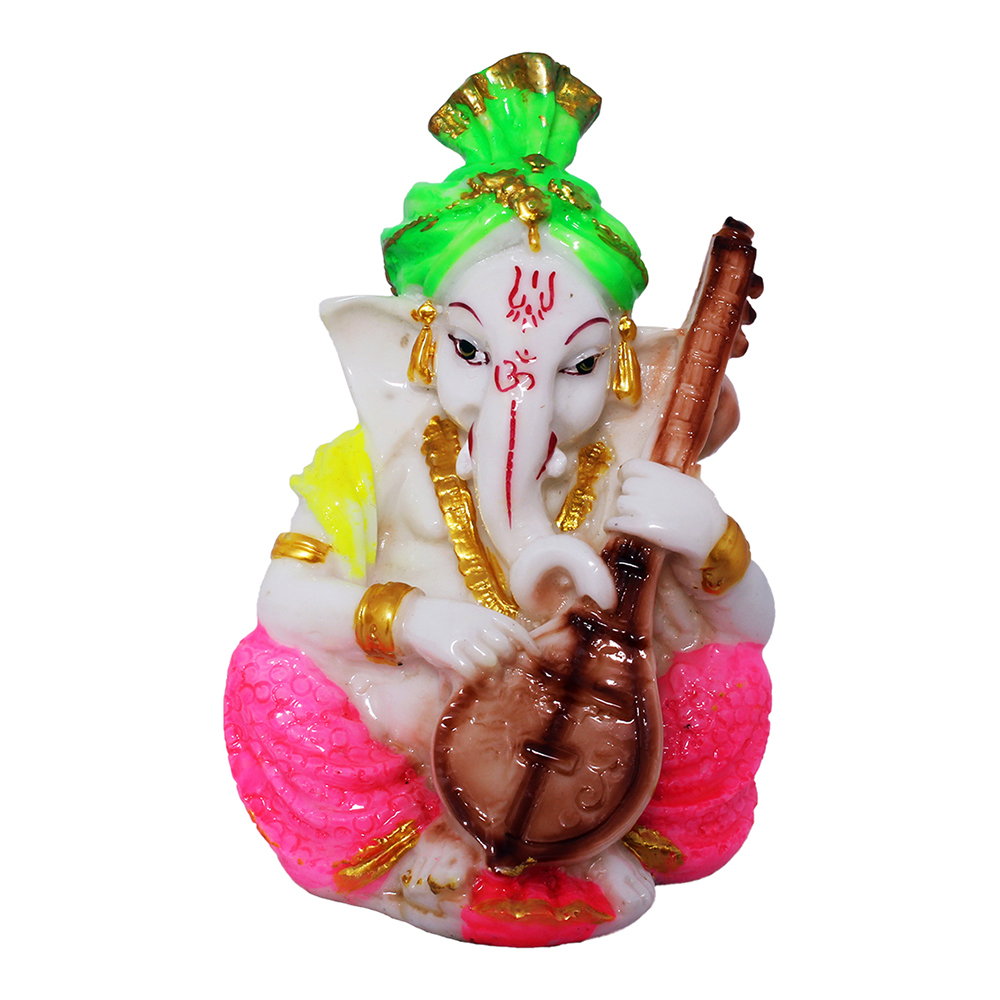 Pagri Ganesh Statue - 10.5x8 Inches, Polyresin With Intricate Decorative Jewellery | Easy To Clean, Timeless Elegance, Perfect For Home Decor And Gifting