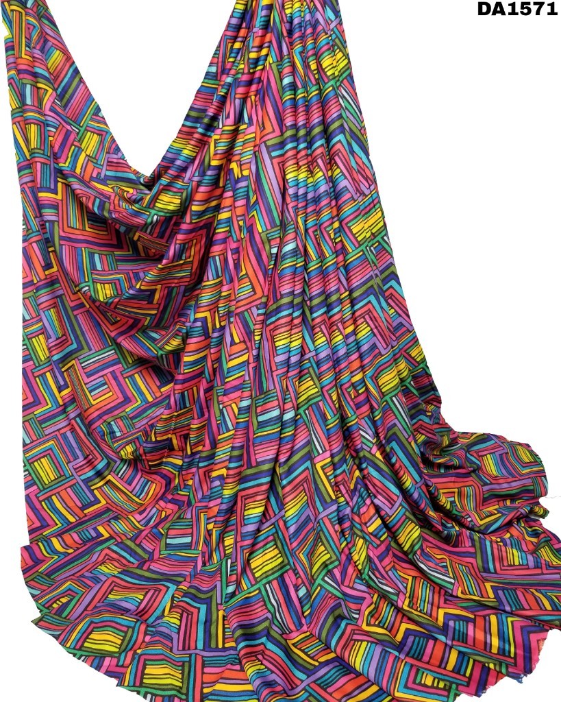 Rayon Silk Digital Printed Fabric - 58 Inch Width, Washable For Garment Use