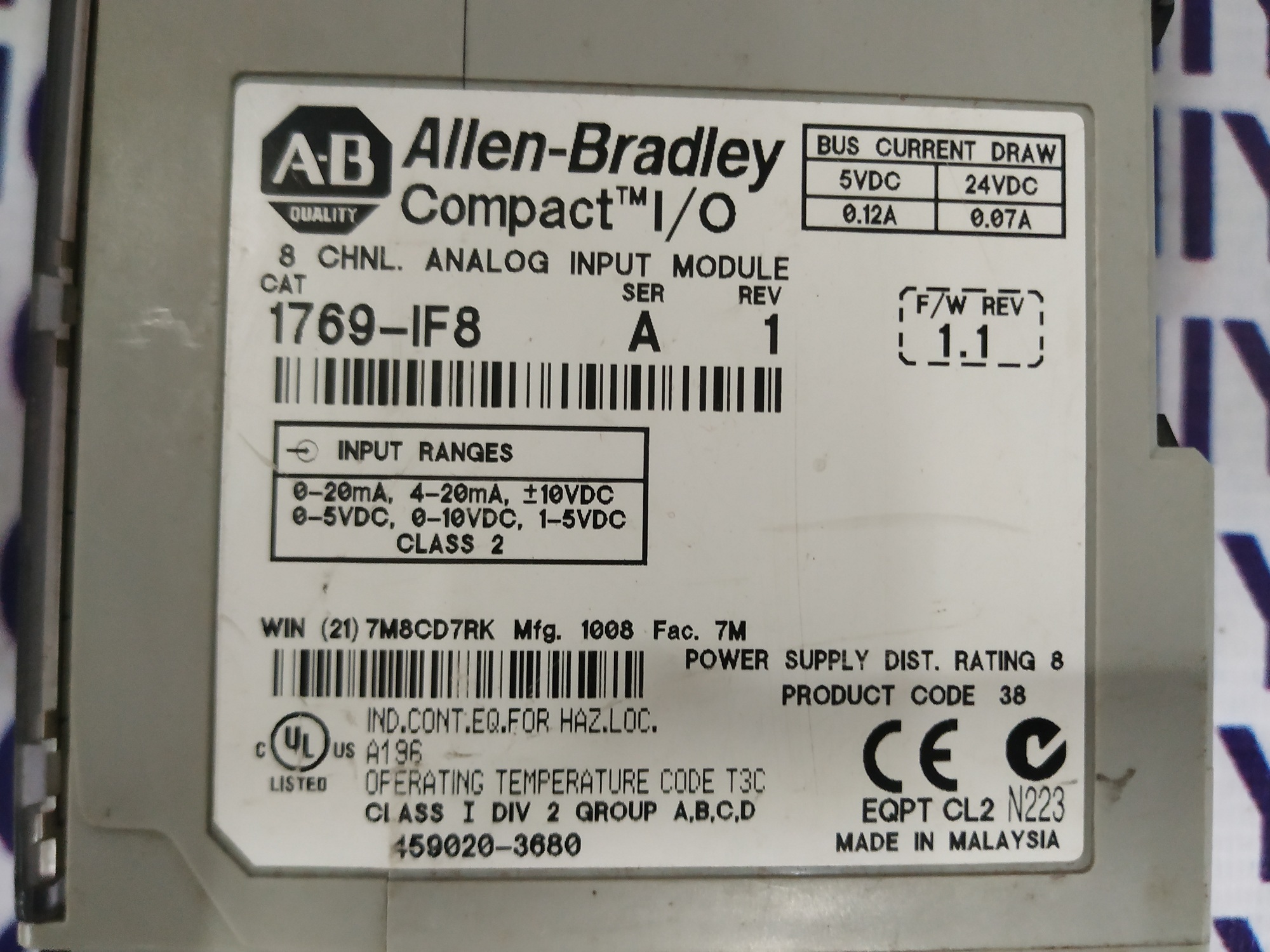 Allen Bradley I/o Module 1769-if8