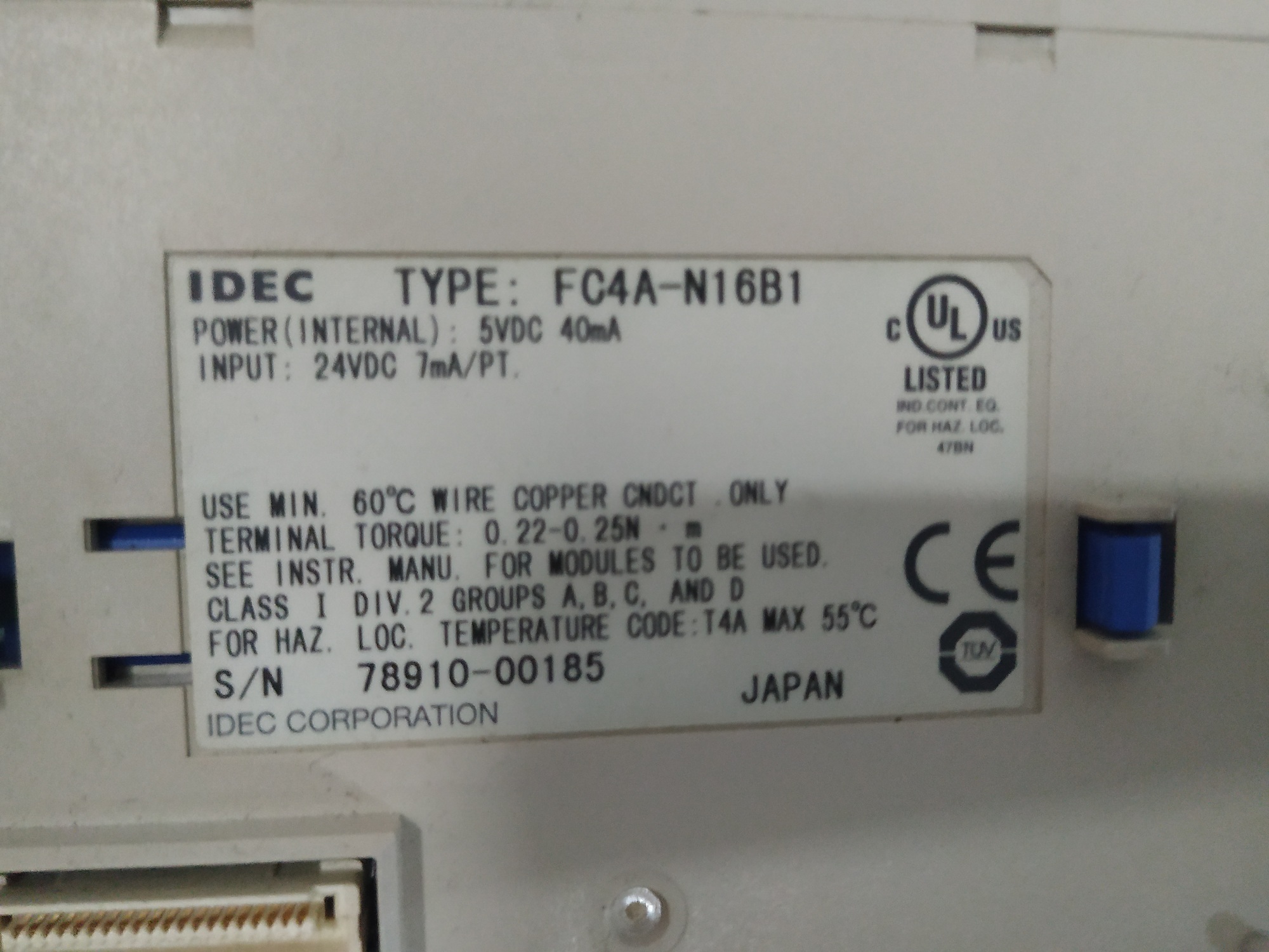 Idec Input Module Fc4a-n16b1