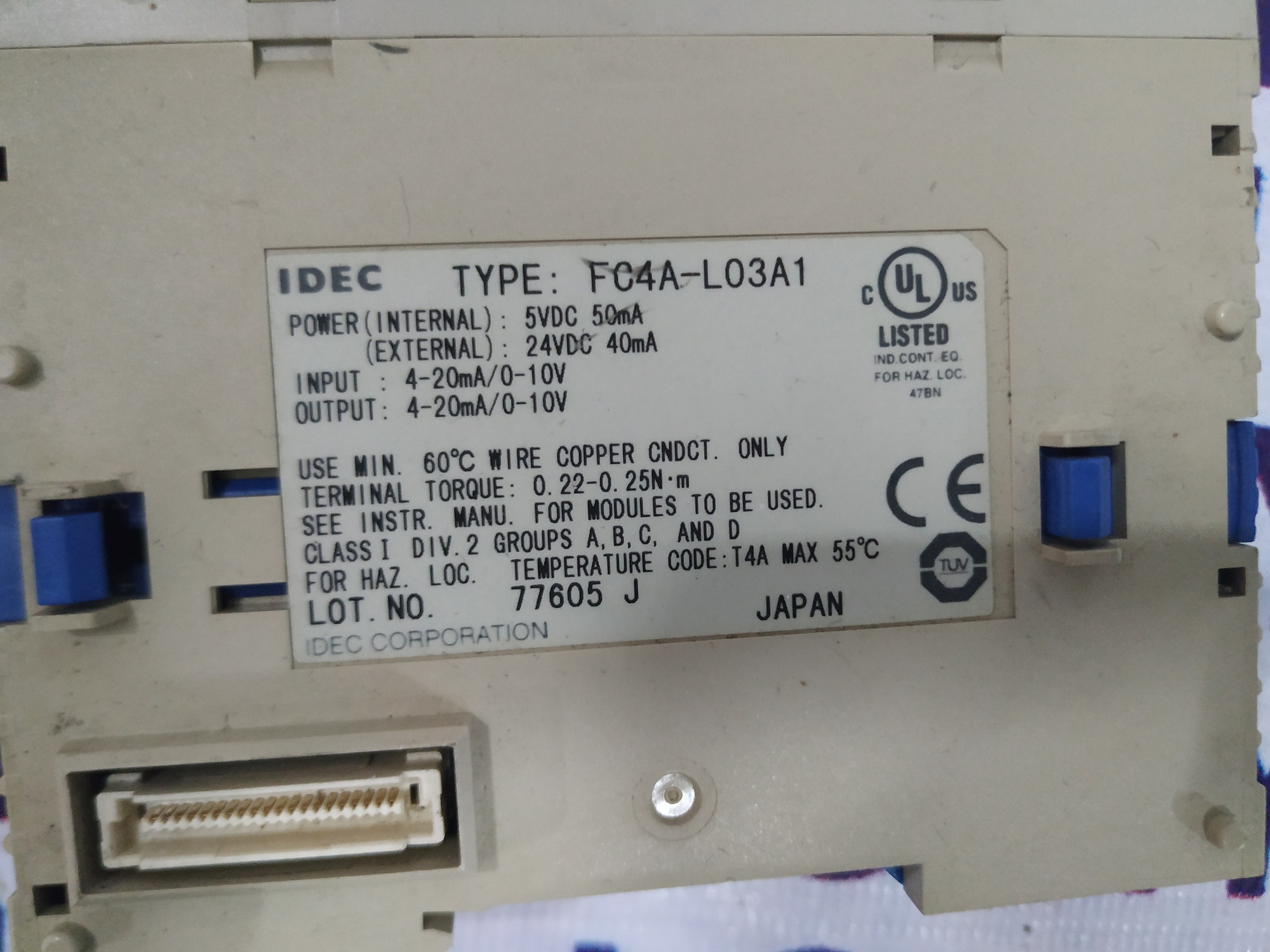 Idec Analog I/o Module Fc4a-l03a1