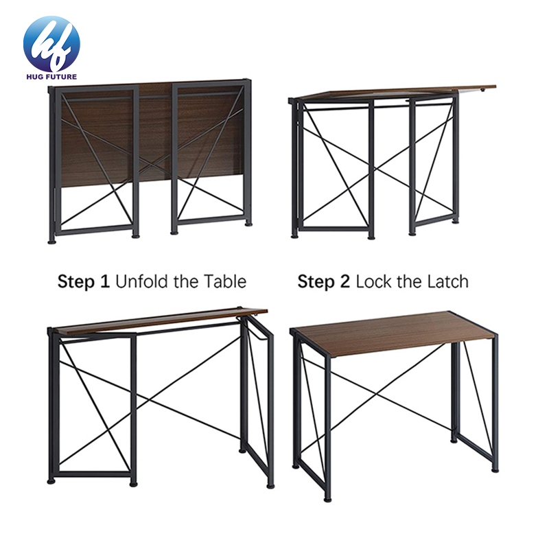 Particle Board & Iron Frame Pc Laptop Study Writing Table Workstation With Large Monitor Stand