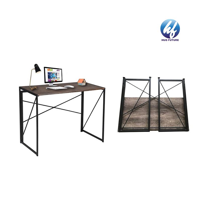 Particle Board & Iron Frame Pc Laptop Study Writing Table Workstation With Large Monitor Stand