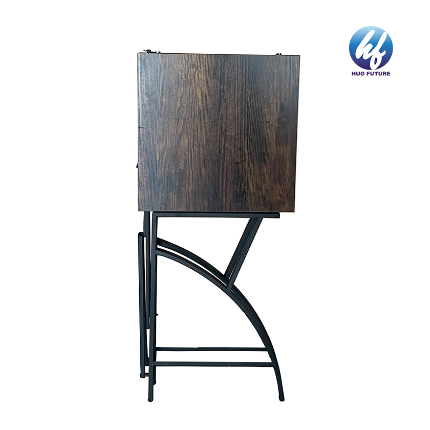 Particle Board & Iron Frame Commercial Furniture Metal Living Room Small Side Table And Cup Holder Folding Side Table