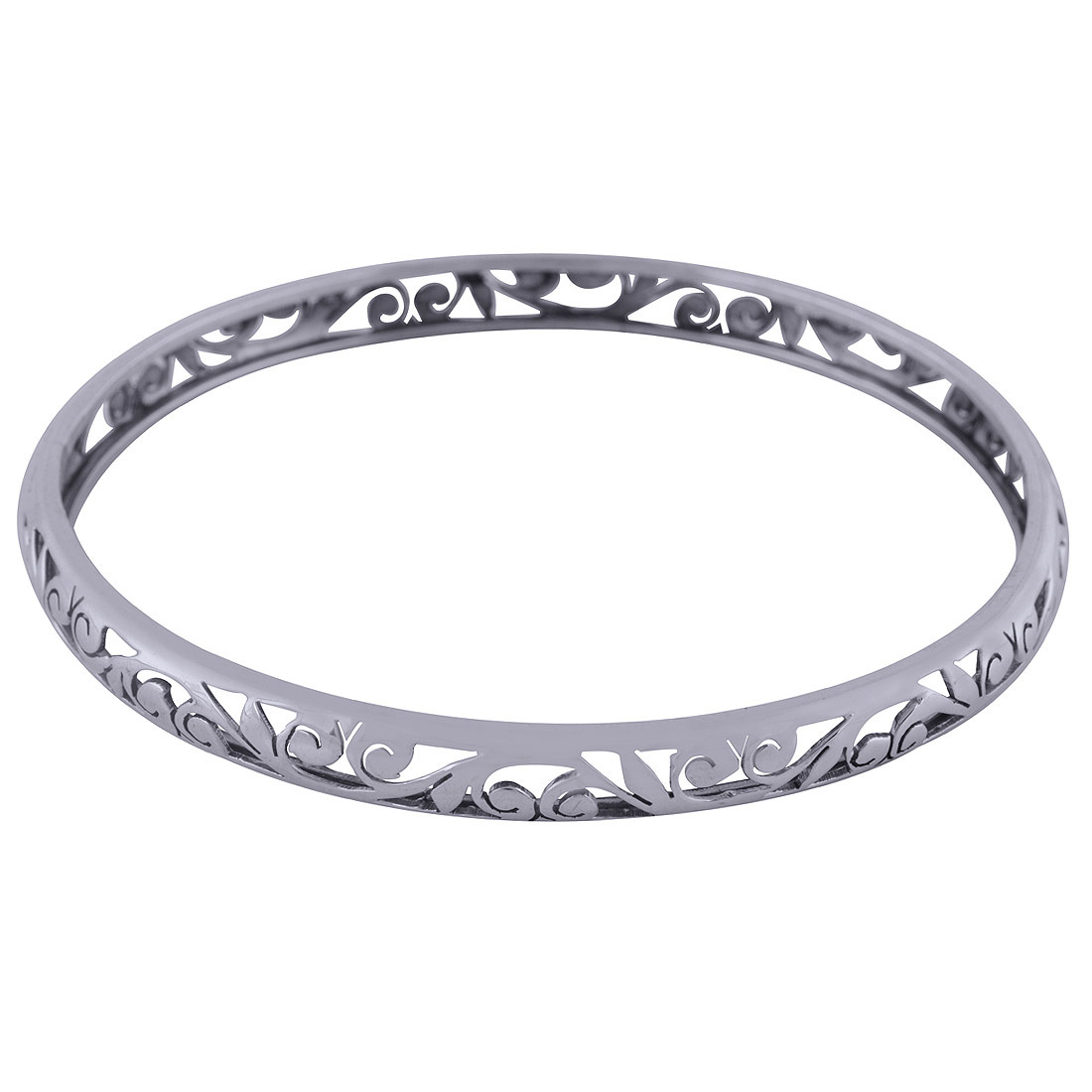 Plain Jali Cut 925 Sterling Solid Silver Bangle Diameter: Length: 67 Mm X Width: 6 Mm Millimeter (Mm)
