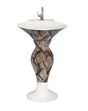 Dolphin Vitrosa Pedestal Wash Basin - Glossy Ceramic Round Shape | Customizable Colors Two-piece Design Ideal Bathroom Accessory