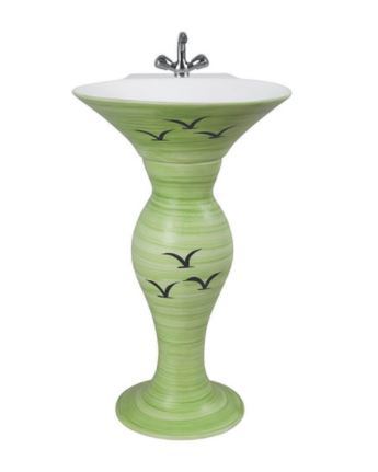 Dolphin Vitrosa Pedestal Wash Basin - Glossy Ceramic Round Shape | Customizable Colors Two-piece Design Ideal Bathroom Accessory