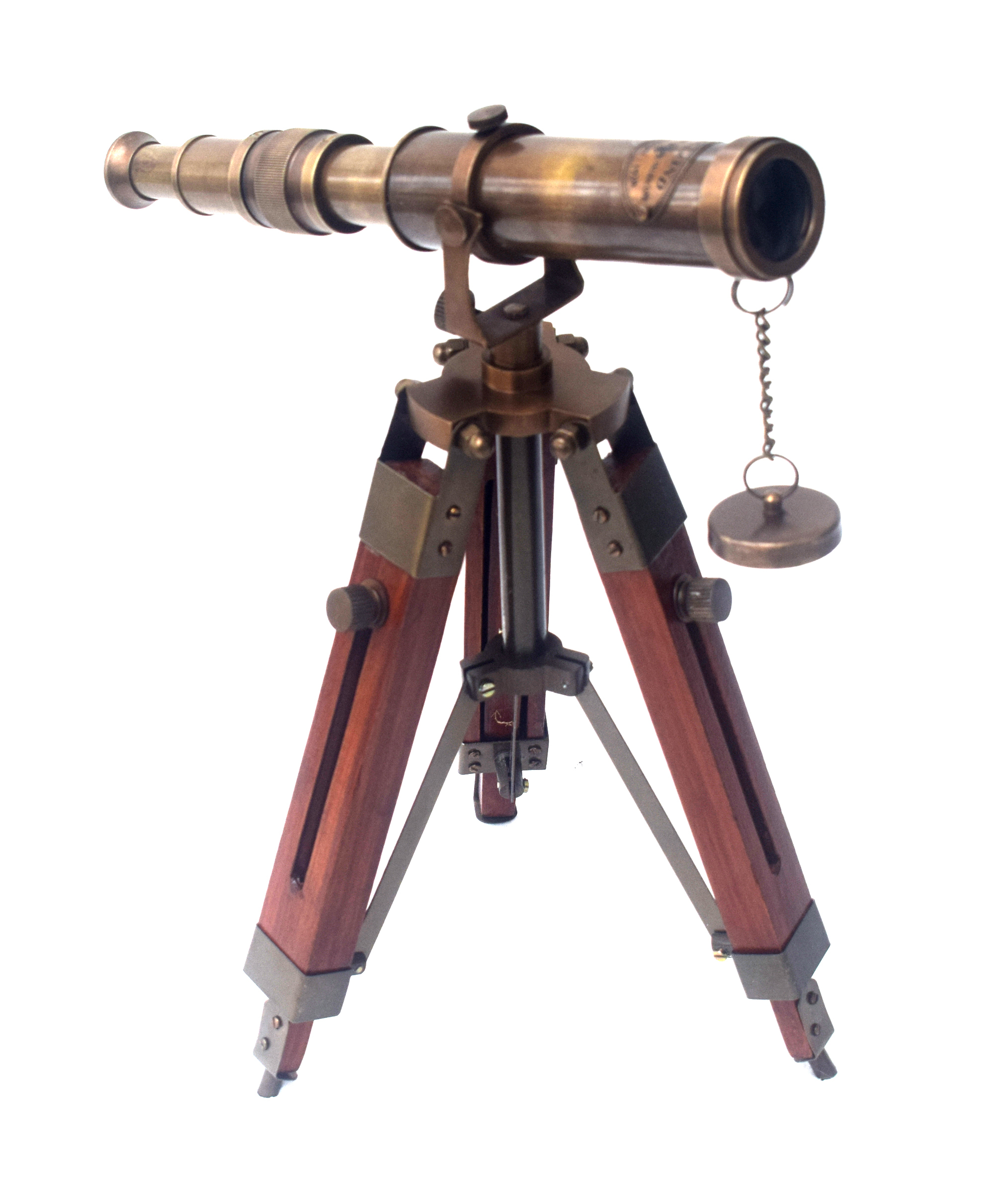 Brass Telescope - Antique Finish, Adjustable Wooden Stand 26 Cm Length, Nautical Theme, Decorative Home/office Use