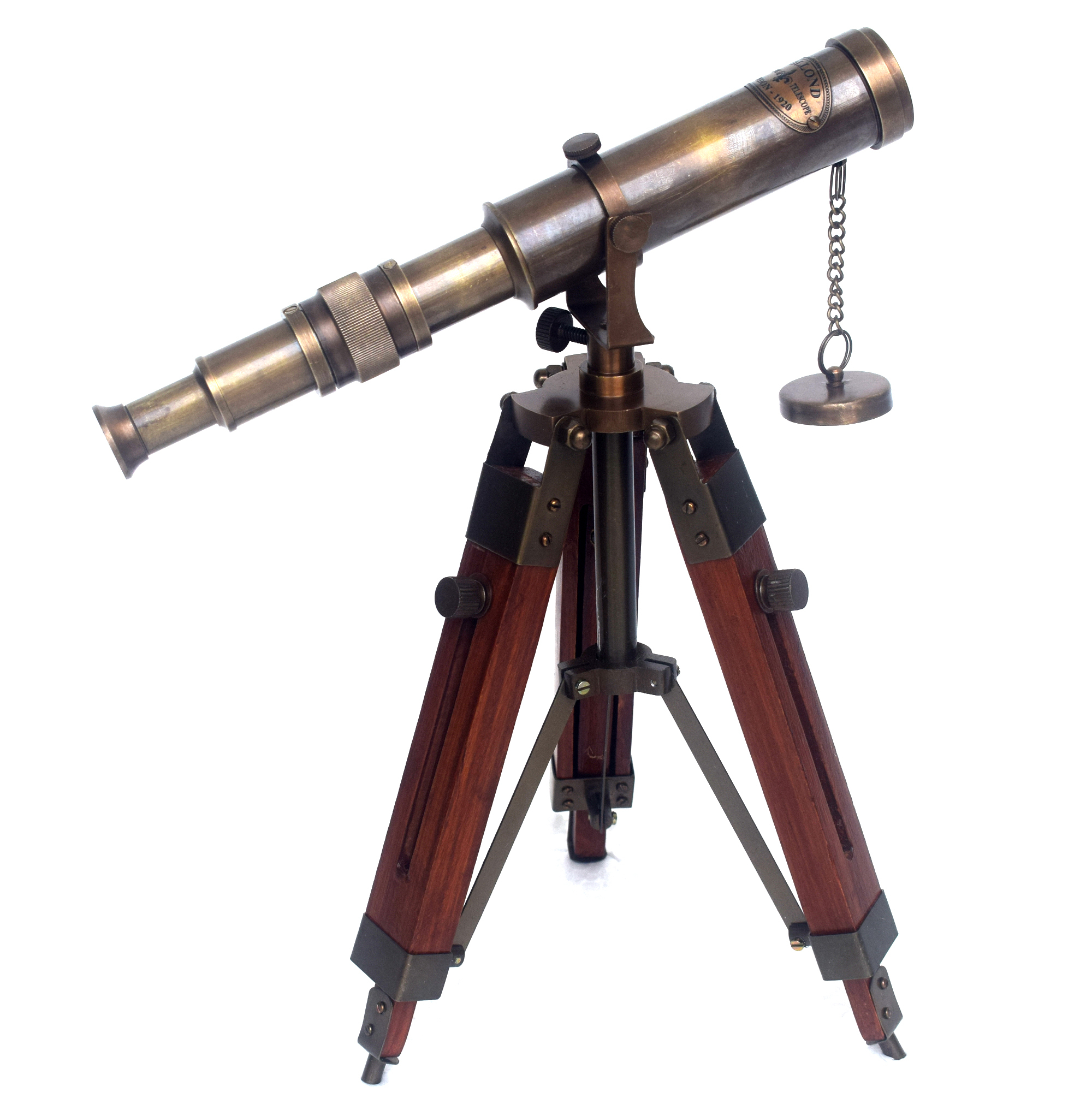 Brass Telescope - Antique Finish, Adjustable Wooden Stand 26 Cm Length, Nautical Theme, Decorative Home/office Use