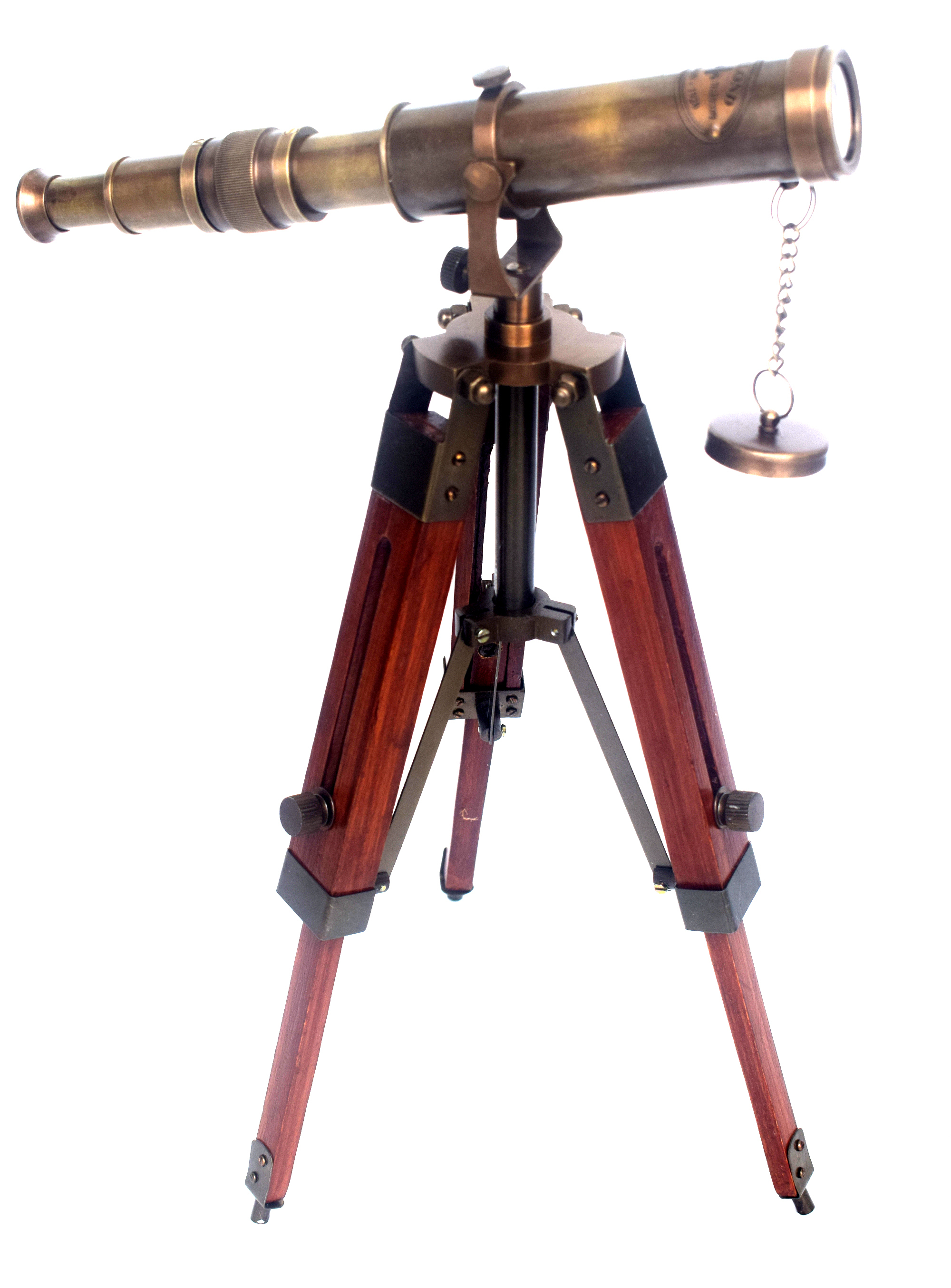 Brass Telescope - Antique Finish, Adjustable Wooden Stand 26 Cm Length, Nautical Theme, Decorative Home/office Use