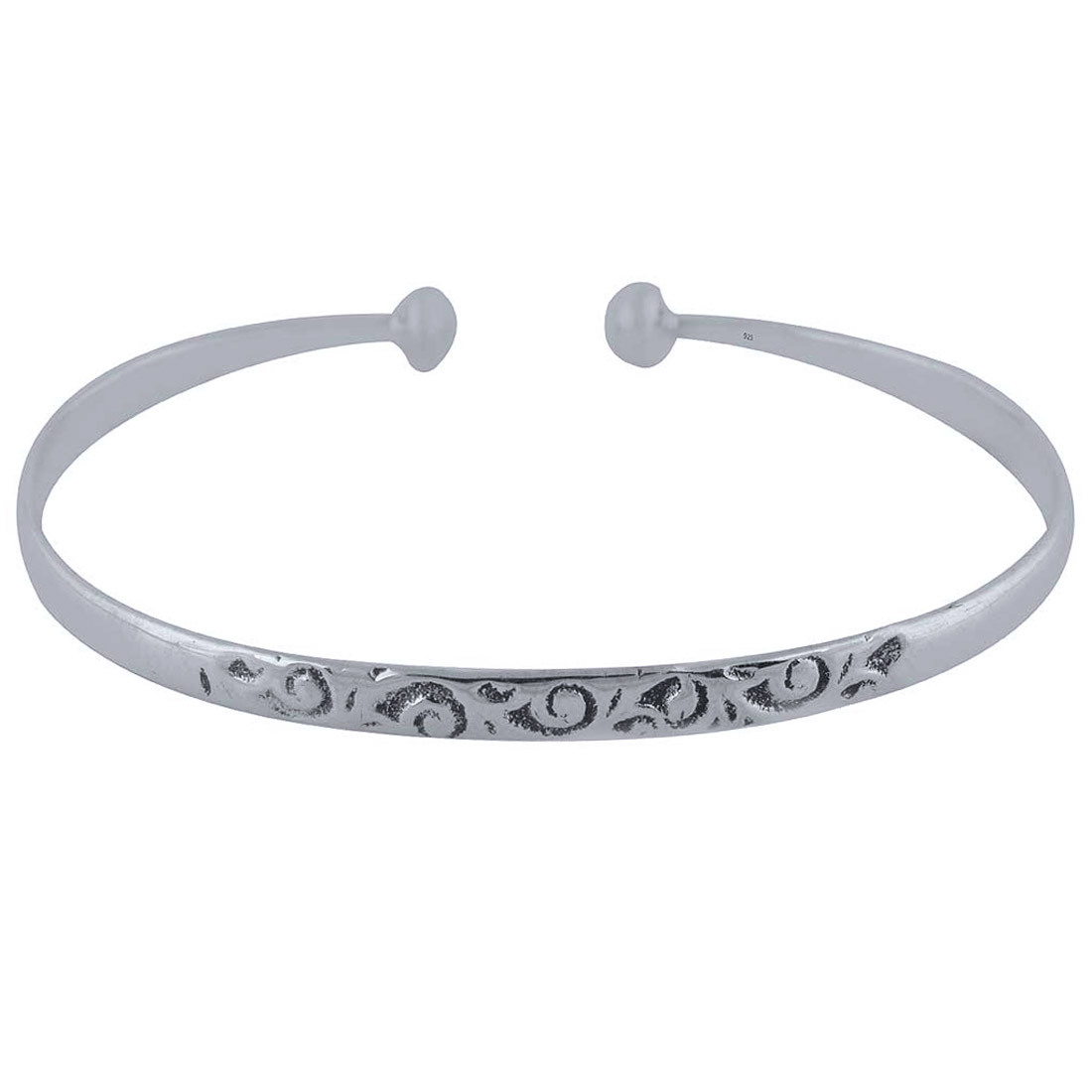 Plain Engraved 925 Sterling Solid Silver Bangle Diameter: Length: 5 Mm X Thickness: 1.5 Mm Millimeter (Mm)