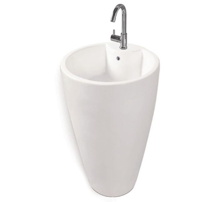 White Ceramic One Piece Wash Basin - Polished Finish | Stylish Bathroom Accessory, Unique Shape, Easy Installation