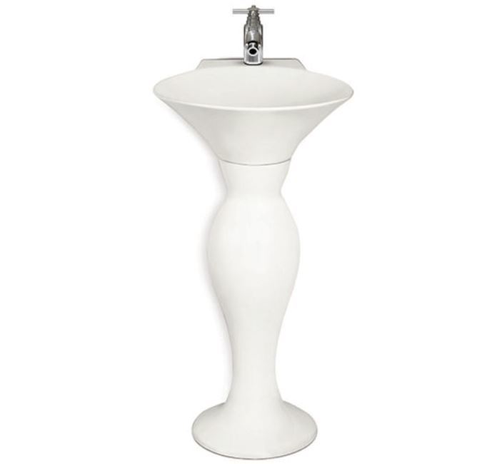 White Ceramic One Piece Wash Basin - Polished Finish | Stylish Bathroom Accessory, Unique Shape, Easy Installation