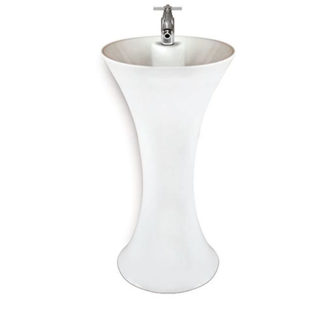 White Ceramic One Piece Wash Basin - Polished Finish | Stylish Bathroom Accessory, Unique Shape, Easy Installation