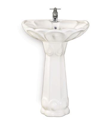 White Pedestal Wash Basin - Ceramic Two Piece Design Polished Surface Finish | Diverse Colors Innovative And Elegant Style