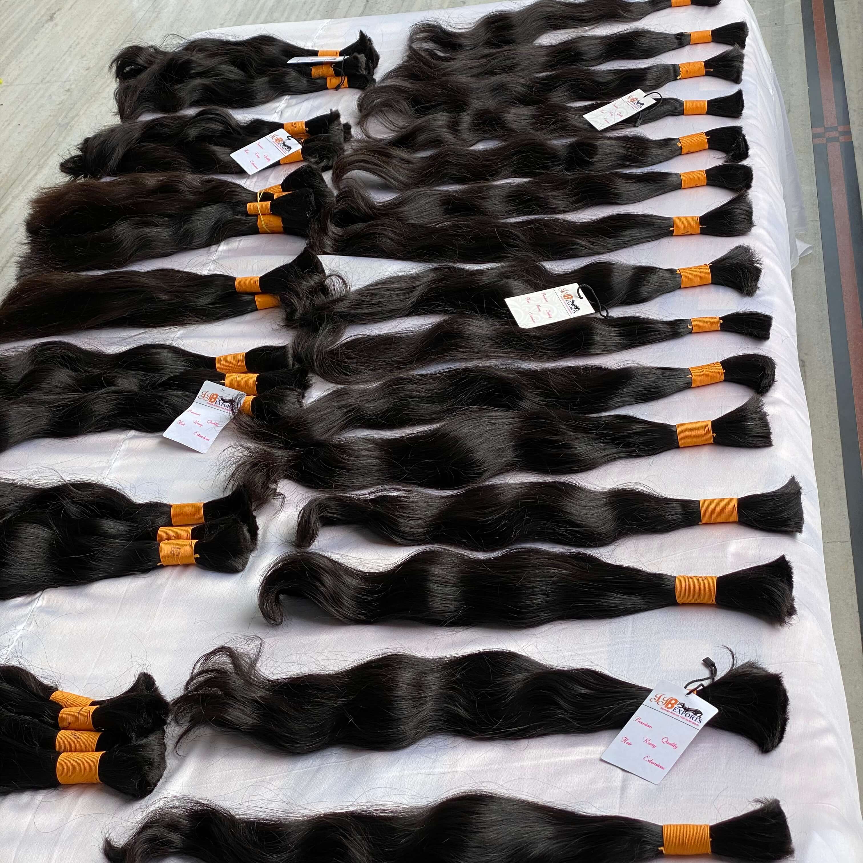 Natural Black Super Quality Single Drawn Brazilian Raw Virgin Bulk Human Hair Extensions