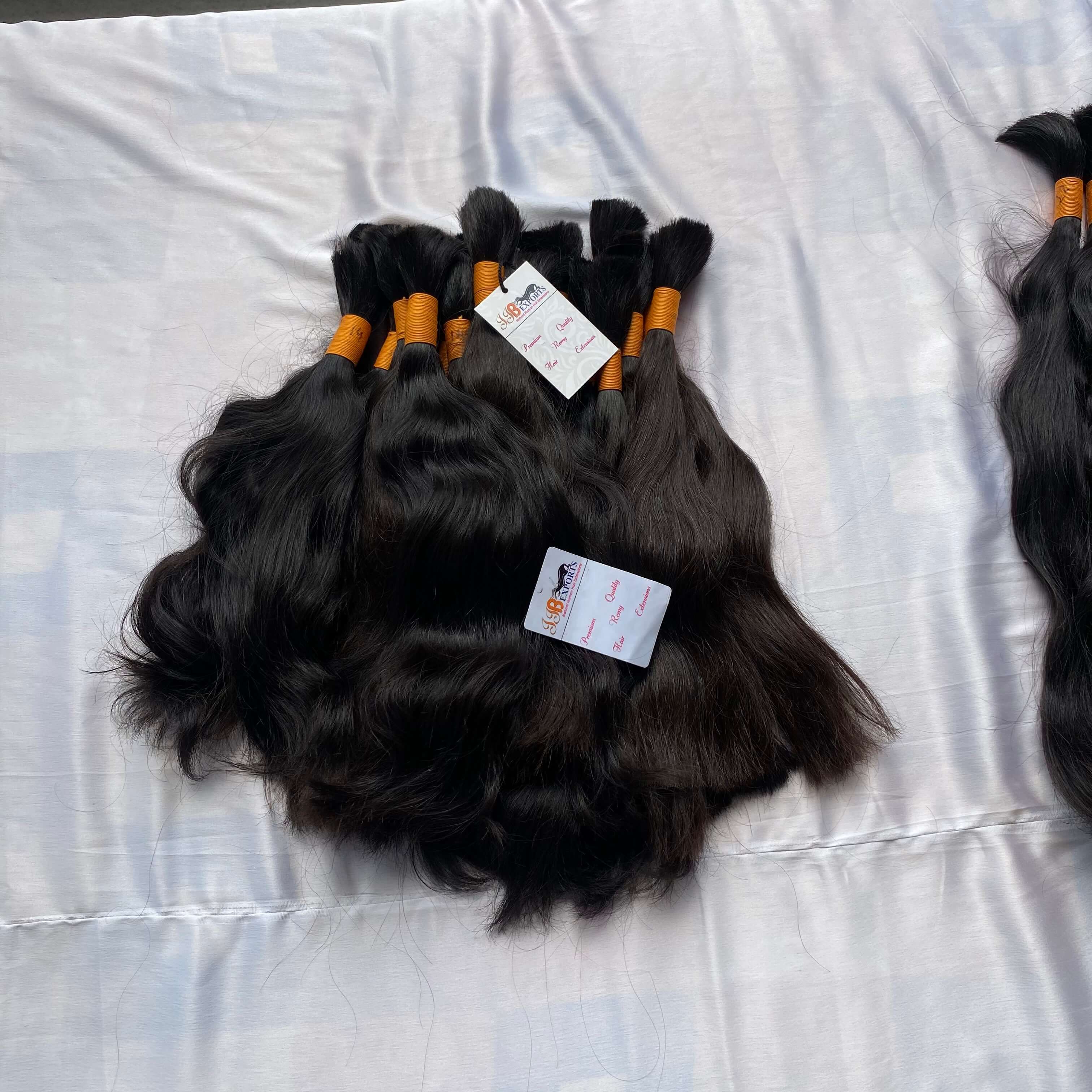 Natural Black Super Quality Single Drawn Brazilian Raw Virgin Bulk Human Hair Extensions