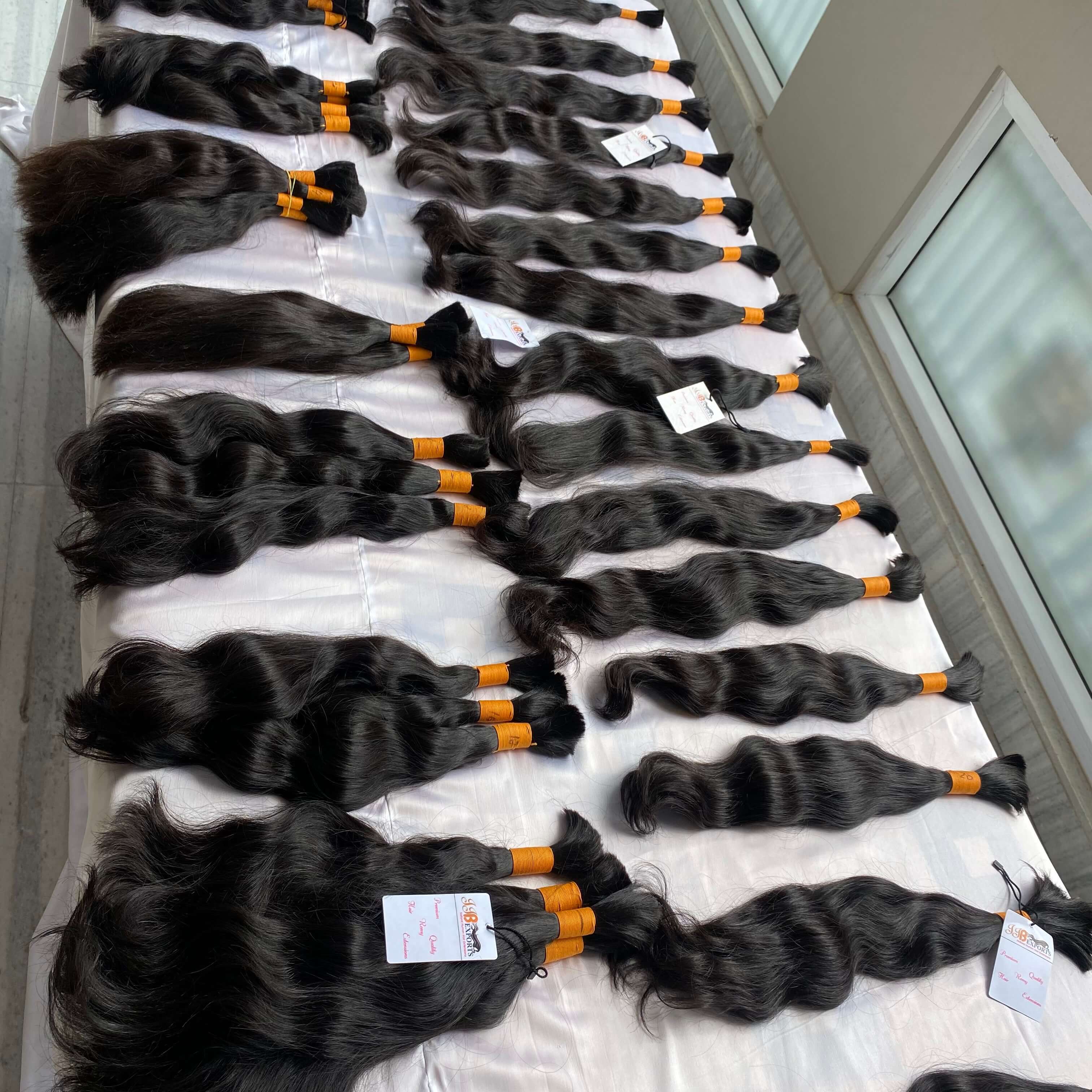 Natural Black Super Quality Single Drawn Brazilian Raw Virgin Bulk Human Hair Extensions