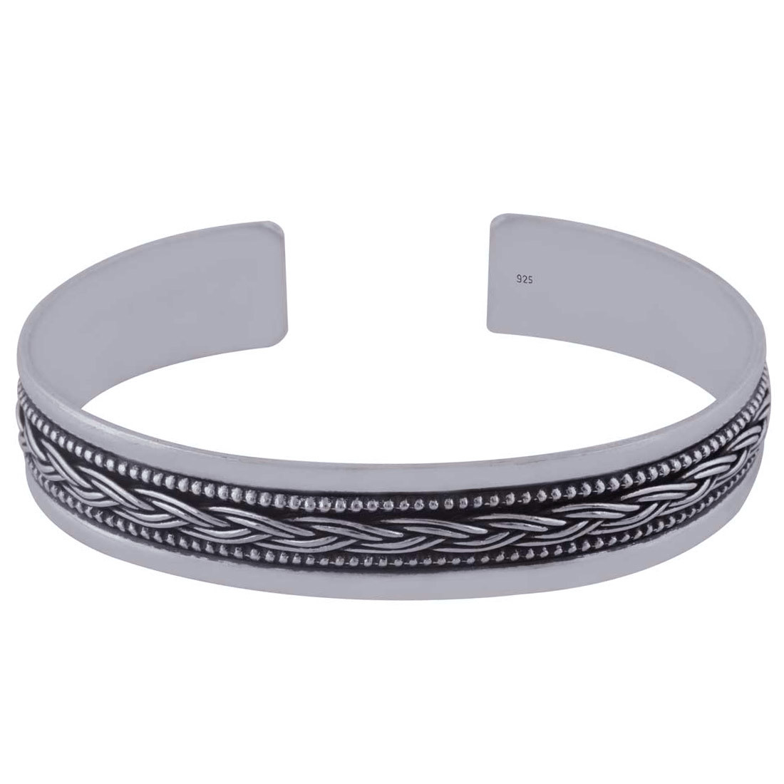 Plain Rawa Braids 925 Sterling Solid Silver Bangle Diameter: Length: 13 Mm X Thickness: 1.5 Mm Millimeter (Mm)