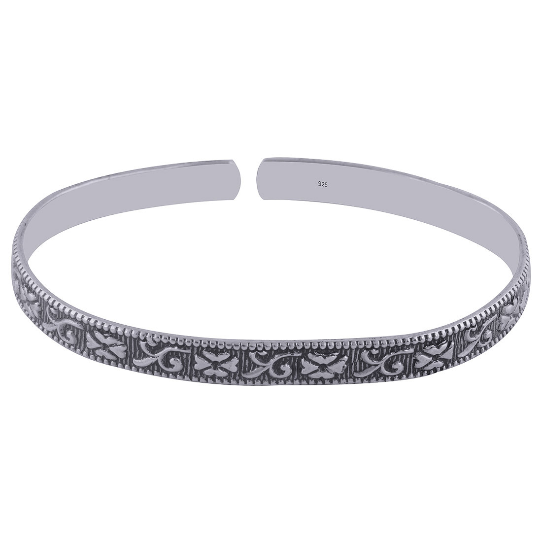 Plain Embossed 925 Sterling Solid Silver Bangle Diameter: Length: 7 Mm X Thickness: 1.5 Mm Millimeter (Mm)