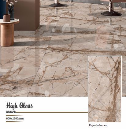Ceramic Floor Tiles - 600 Mm X 1200 Mm | Glossy, Non-slip, Acid-resistant, Heat Insulation, Multi-color Options, Textured Finish, Antibacterial, Wear-resistant