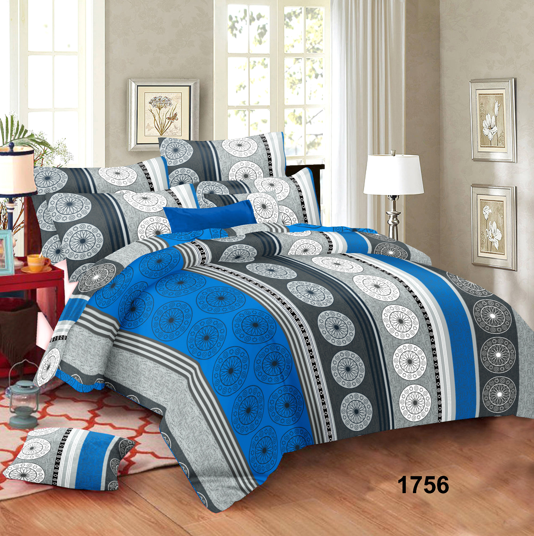 Classic Printed Bedsheet - Cotton Fabric, 220cm X 244cm , Includes 1 Bedsheet & 2 Pillow Covers, Available In 4 Color Variations