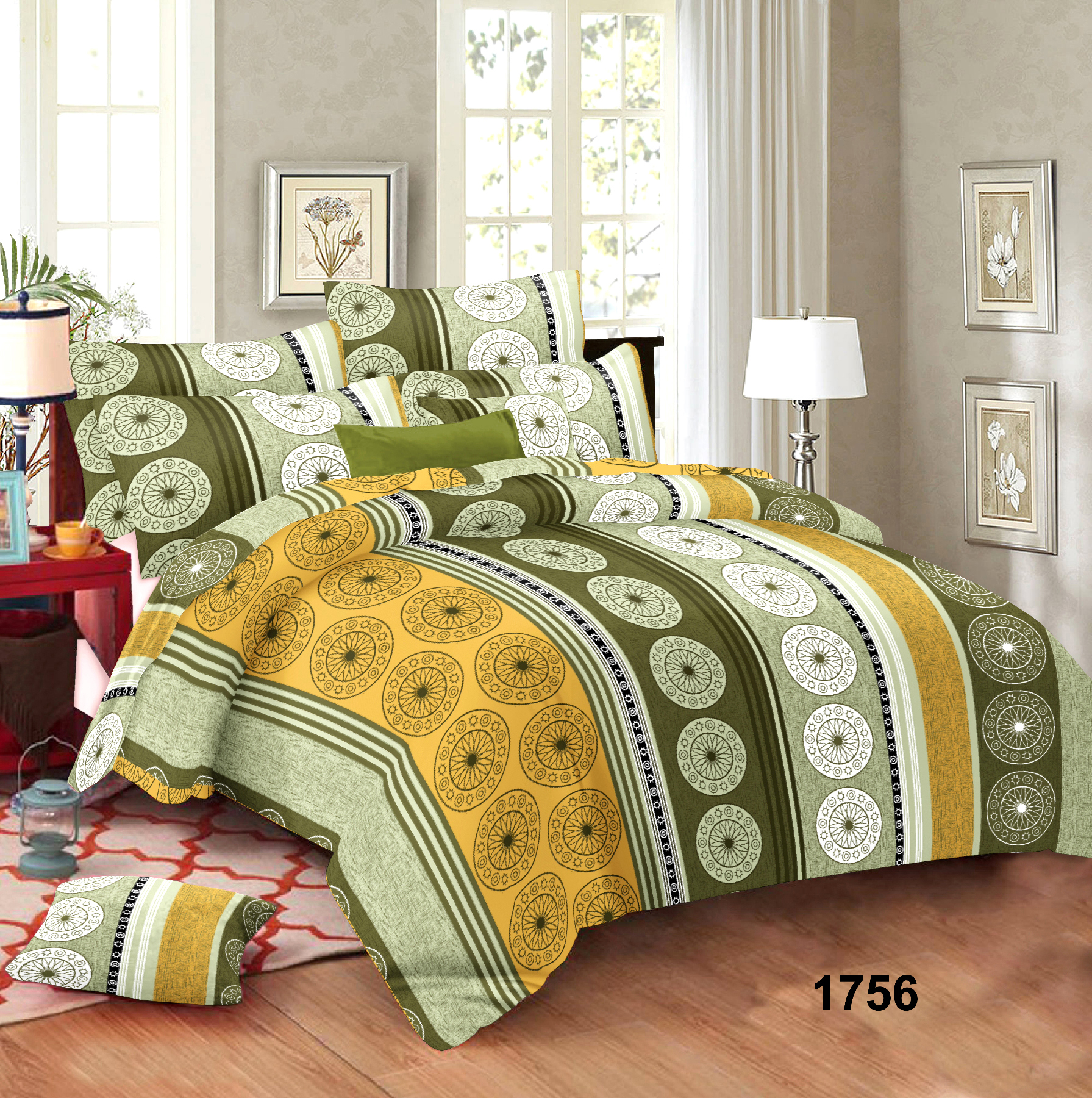 Classic Printed Bedsheet - Cotton Fabric, 220cm X 244cm , Includes 1 Bedsheet & 2 Pillow Covers, Available In 4 Color Variations