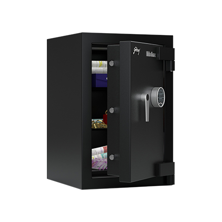 Godrej Home Safe Matrix Locker - 74.8x48.6x51 Cm, Black | Fire & Tool Resistant Design, Multi-level Digital Lock, Adjustable Shelves