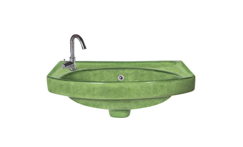 Rustic Wash Basin - Ceramic, One Piece Design | Wall Mounted, Glossy Finish, Available In Any Color
