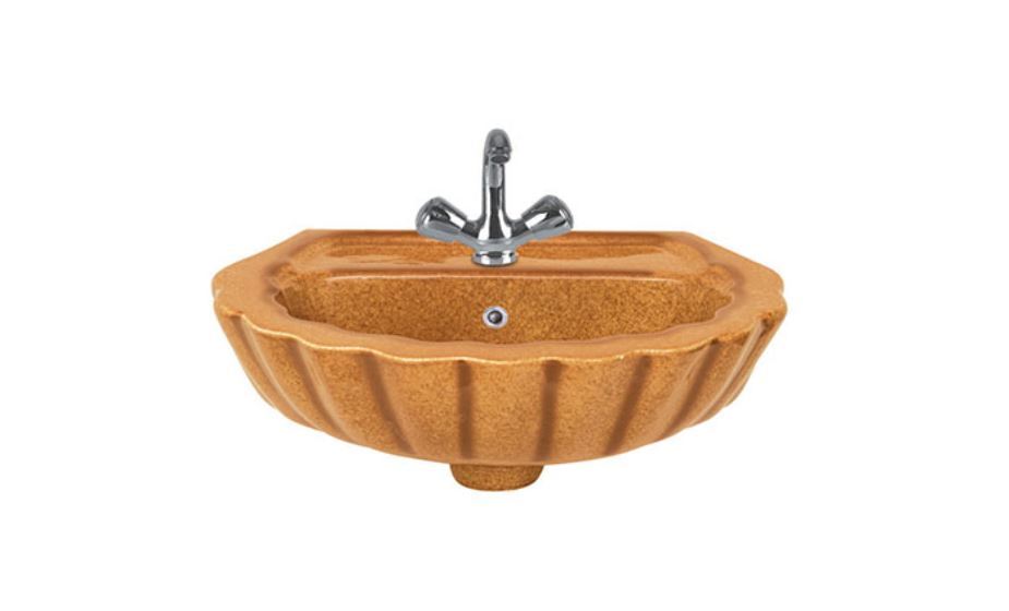 Rustic Wash Basin - Ceramic, One Piece Design | Wall Mounted, Glossy Finish, Available In Any Color