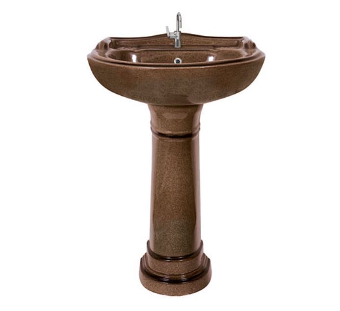 Rustic Pedestal Wash Basin Set - Ceramic Square Shape Glossy Finish | Two-piece Structure Versatile Colors Elegant Design