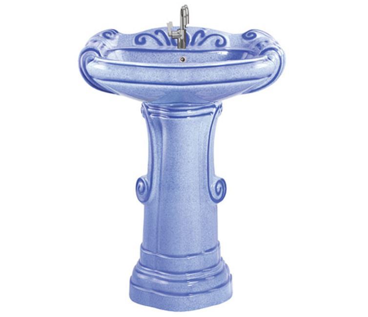 Rustic Pedestal Wash Basin Set - Ceramic Square Shape Glossy Finish | Two-piece Structure Versatile Colors Elegant Design