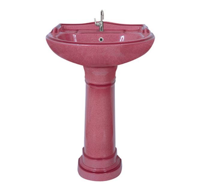 Rustic Pedestal Wash Basin Set - Ceramic Square Shape Glossy Finish | Two-piece Structure Versatile Colors Elegant Design