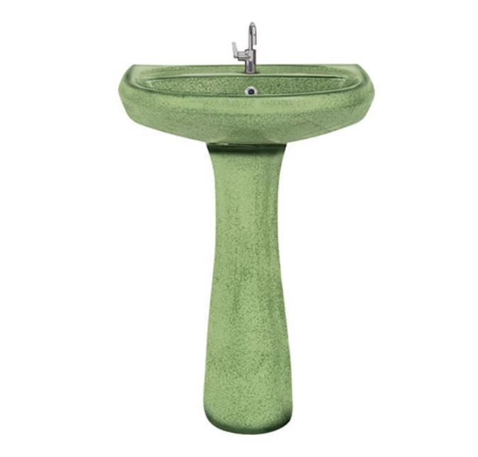 Rustic Pedestal Wash Basin Set - Ceramic Square Shape Glossy Finish | Two-piece Structure Versatile Colors Elegant Design