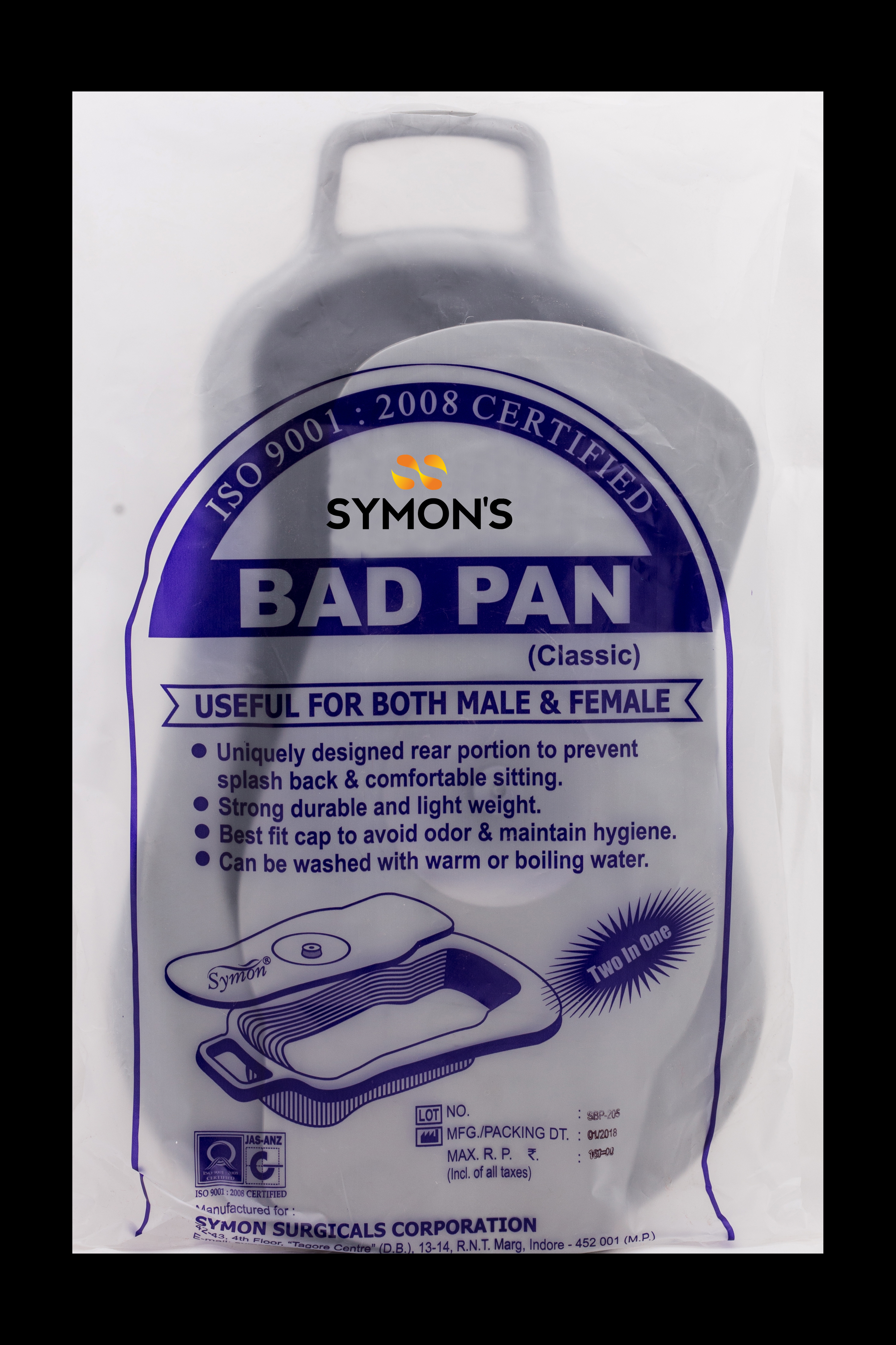 Stainless Steel Bed Pan - 12 X 10 X 5 Inches, White Color With Lid And Handle, Lightweight And Easy To Clean