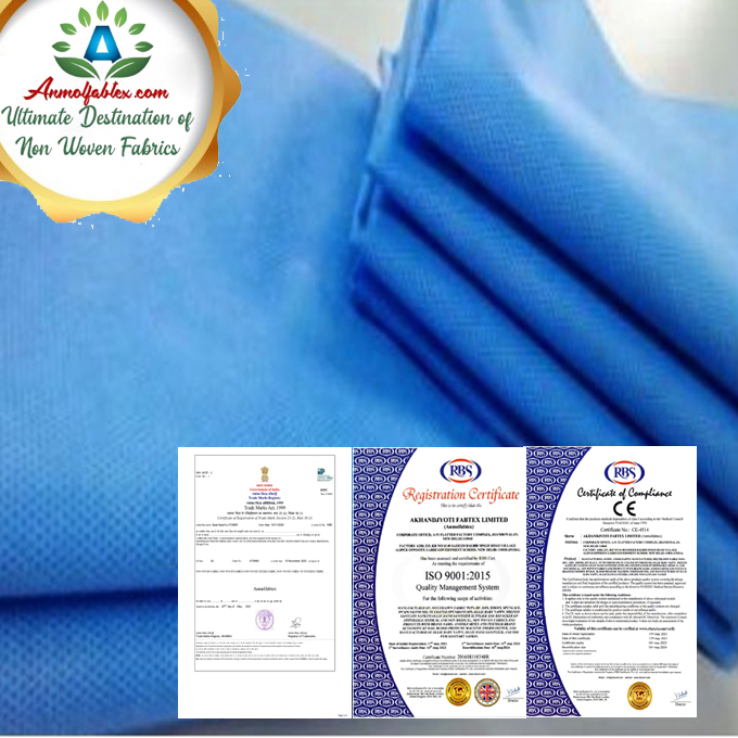 100% Pp Sms Nonwoven Fabric For Medical Cloth Density: 25 Gsm & 50 Gsm Gram Per Cubic Meter (G/m3)