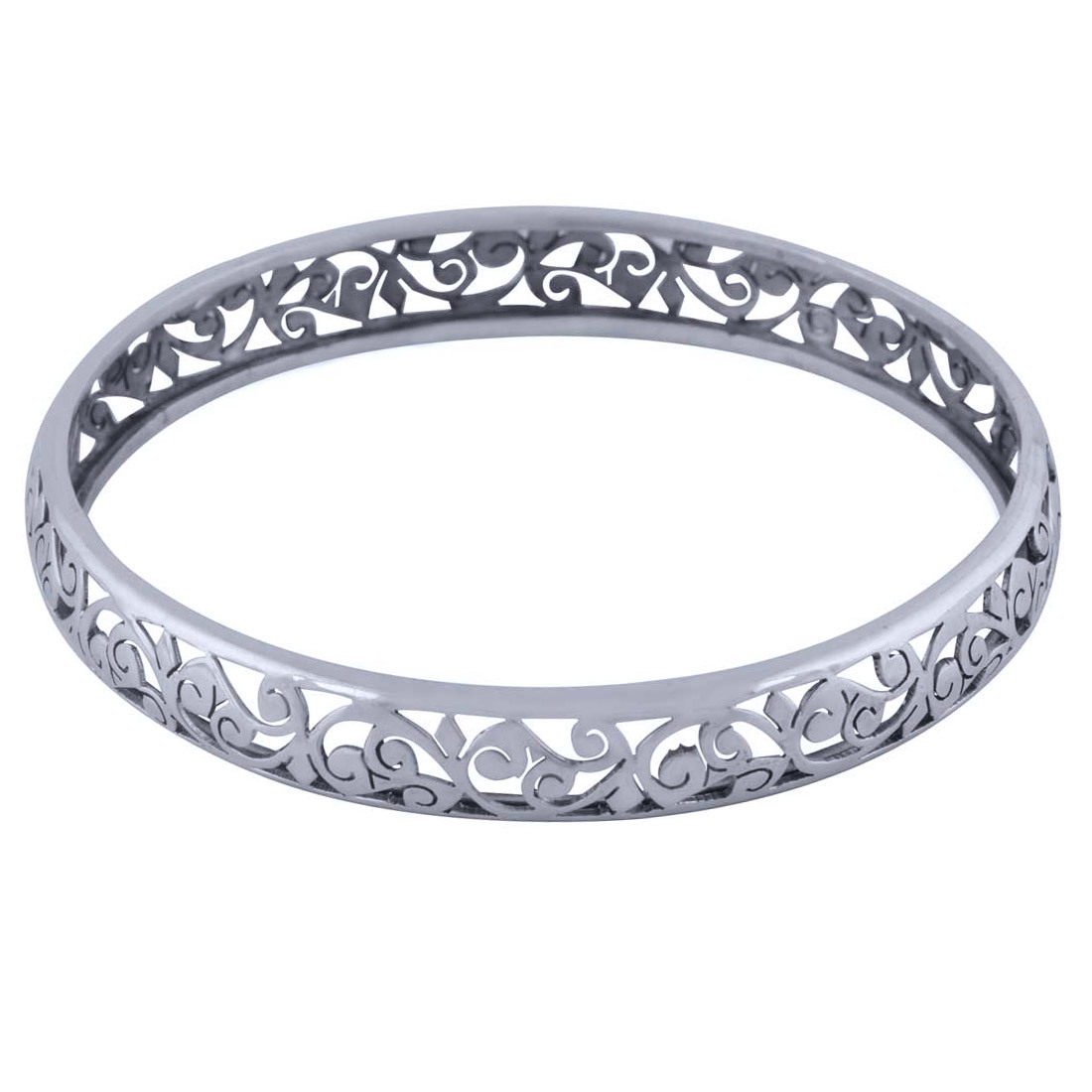 Plain Jali Cut 925 Sterling Solid Silver Bangle - Length: 68 Mm X Width: 9 Mm, Classic Fashion Jewelry For Men, Women, And Children