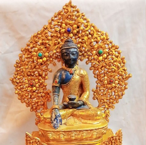 Multi Colors Hand Carved Lapis Stone Shakyamuni Buddha Statue