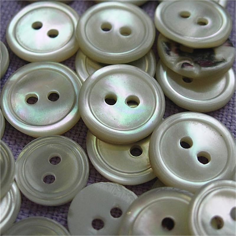 White Mother Of Pearl Buttons - Material: Plastic