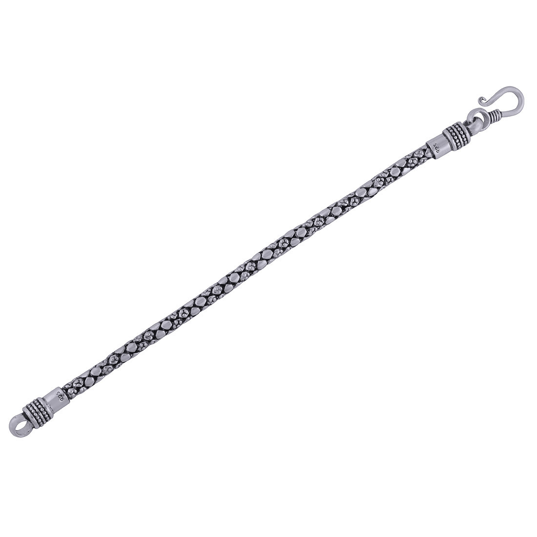 Textured Plain 925 Sterling Solid Silver Bracelet Diameter: Length: 7.5 Inch X Width: 5 Mm Millimeter (Mm)