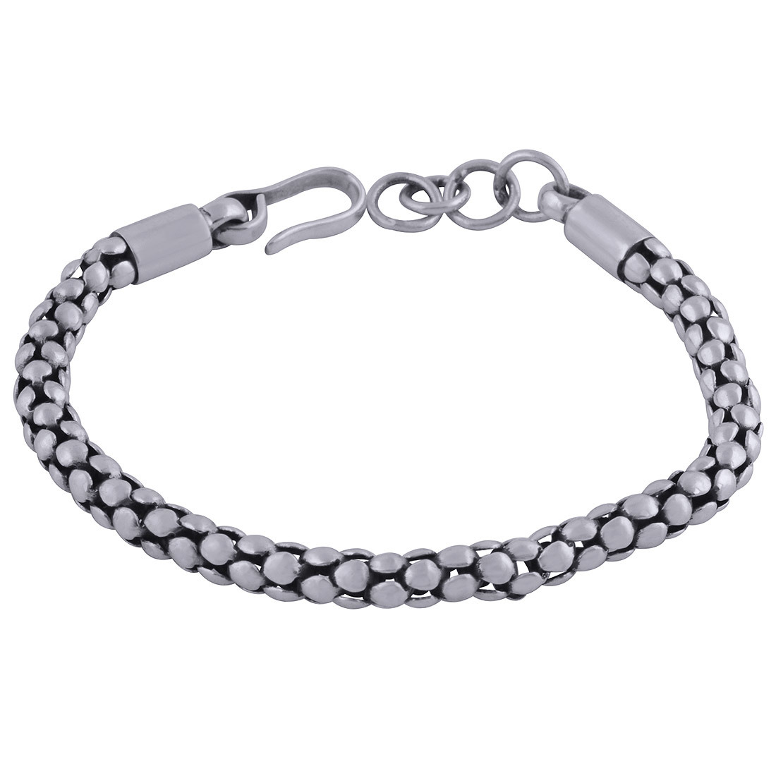 Textured Plain 925 Sterling Solid Silver Bracelet Diameter: Length:8.5 Inch X Width:5 Mm Millimeter (Mm)